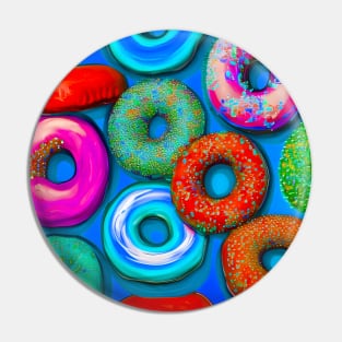 Colorful Donuts Teal Pin