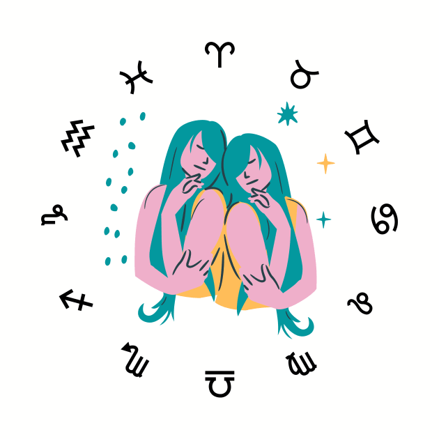 Gemini Zodiac Sign by Natalie C. Designs 