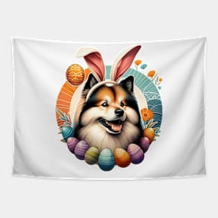 German Spitz Enjoys Easter with Bunny Ear Headband Tapestry