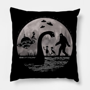 Bigfoot Loch Ness Monster And Aliens Pillow