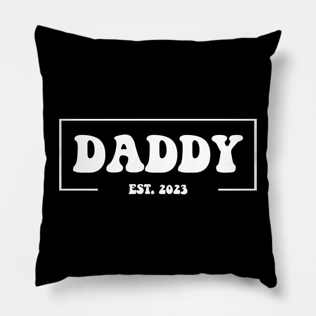 Daddy EST. 2023 Fathers Day Gift Funny Vintage Groovy Pillow by zyononzy