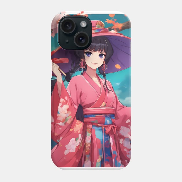 Manga girl  pink hat  dress elegant Phone Case by animegirlnft