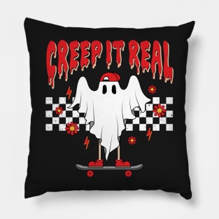 Retro Halloween Creep It Real Graphic Pillow