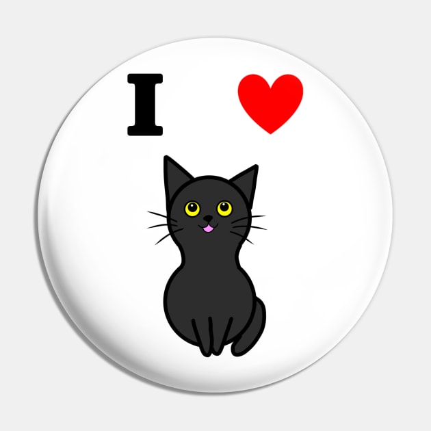 I Love Black Cats (Large Print) Pin by Aeriskate