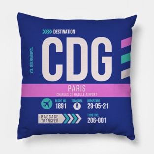 Paris (CDG) Airport Code Baggage Tag D Pillow