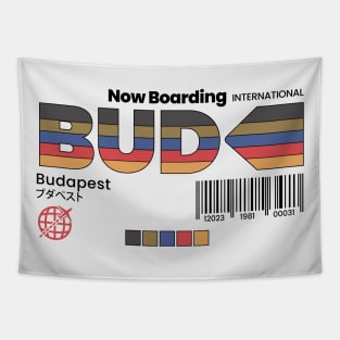 Vintage Budapest BUD Airport Label Retro Travel Hungary Tapestry