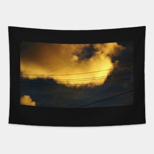 Golden Cloud with Power Lines Tapestry