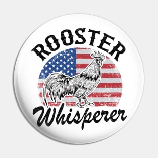 Rooster Whisperer Funny Chicken Farmer Vintage Pin