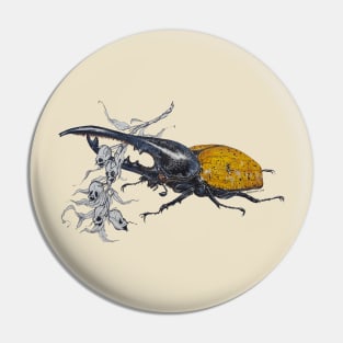 Dynastes hercules Beetle and Snapdragon pods Pin