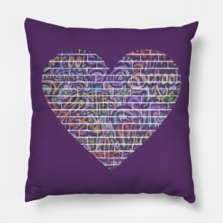 Graffiti Wall Heart Pillow