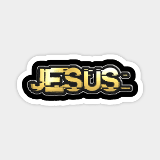 Shiny black and Gold JESUS word ver14 Magnet