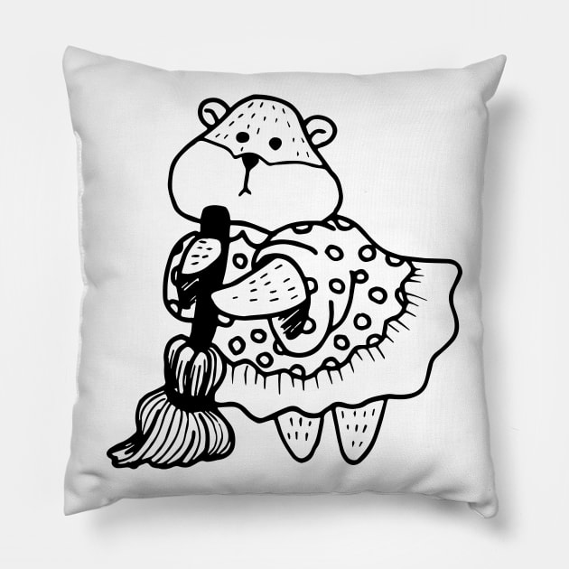 Little Bear In Dress Sweeping Pillow by swagmaven