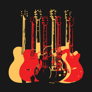 Colorful Guitars Modern Style T-Shirt