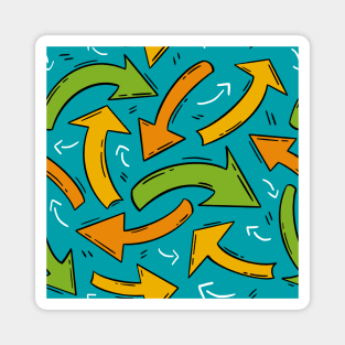 Energetic Arrow Fusion: Teal Background Pattern Magnet