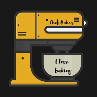 Yellow electric kitchen mixer retro baking art T-Shirt