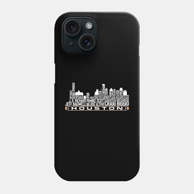 Houston Baseball Team All Time Legends Houston City Skyline Phone Case by Baswan D'apparel Ish