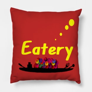 Eatery Logo on Red Background Pillow