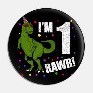 Bday Kids 1 Year Old Dinosaur Birthday Pin