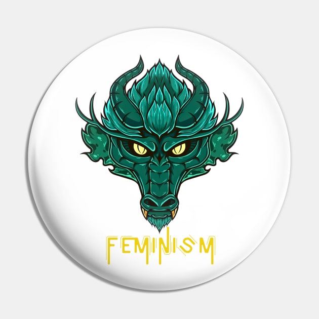 Feminism Dragon Pin by AbrasiveApparel