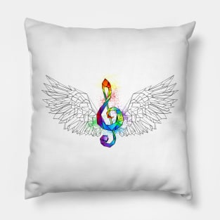 Rainbow Musical Key with Wings Pillow