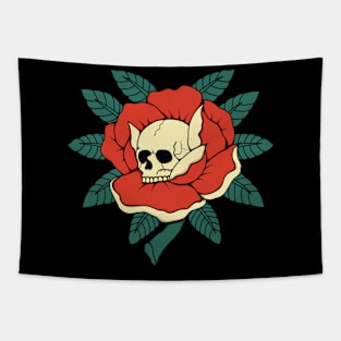 head skull and roses Tapestry