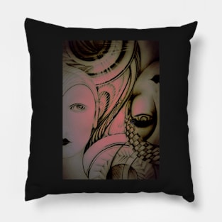 art deco pink neon  by Jacqueline Mcculloch Pillow