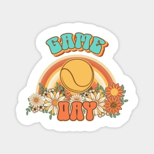 Groovy Tennis mom Retro game day gift for funny mother Vintage floral pattern Magnet