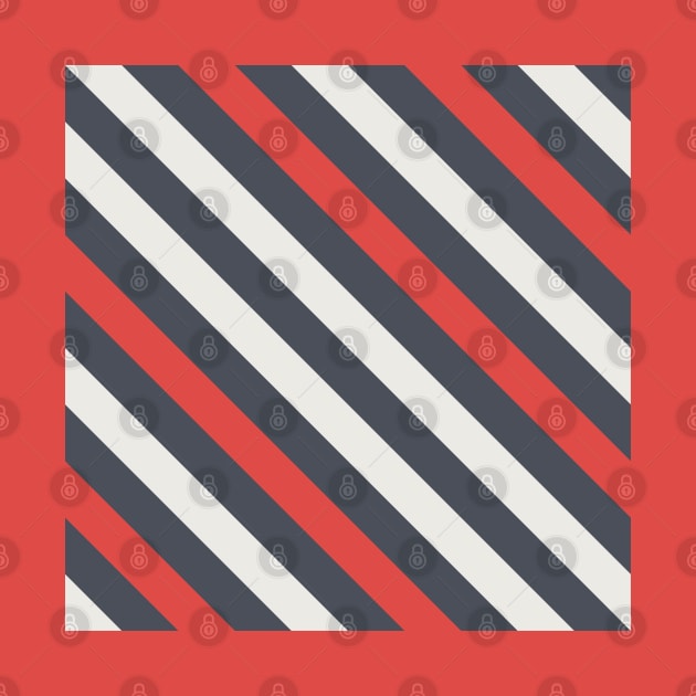 Diagonal Black, White and Red Stripes by kallyfactory