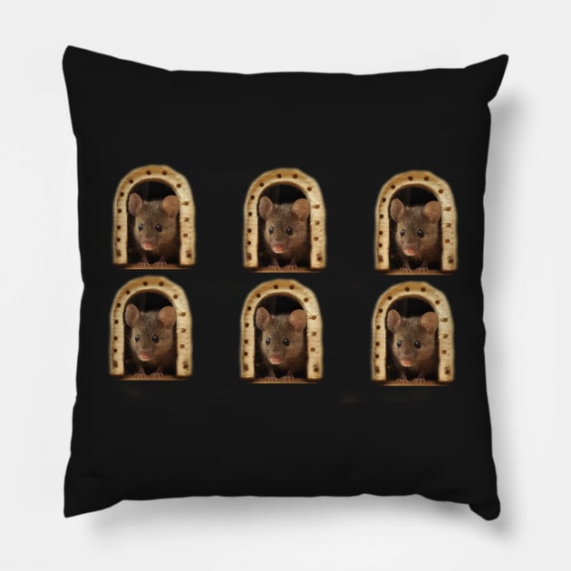 wall mouse hole  stickers Pillow by Simon-dell