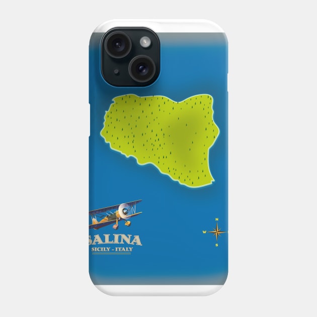 Salina, Sicily map travel poster Phone Case by nickemporium1