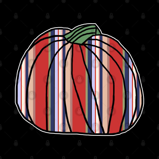 Halloween Horror Pumpkin Red Blue Stripes by ellenhenryart