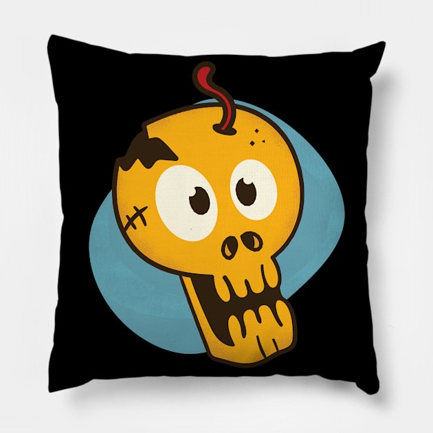 Pirate Cartoon Skull Pillow by LYNEXART