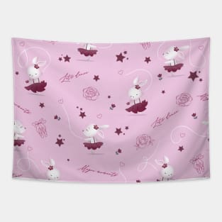 Magic moments with cute bunnies light pink Tapestry