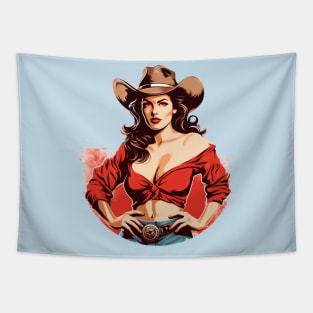 Retro vintage cowgirl Tapestry