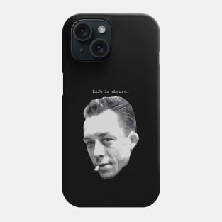 Albert Camus ~ Life is absurd (light text for dark products) Phone Case