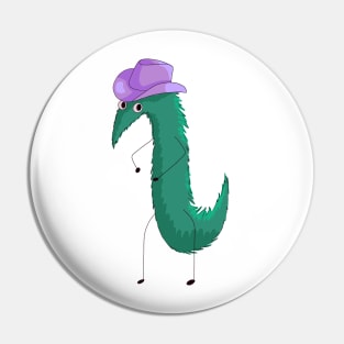 Worm on a string with a cowboy hat #2 Pin
