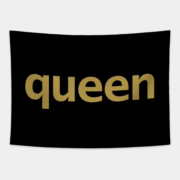 Queen Minimal Typography Gold Text Tapestry by ellenhenryart