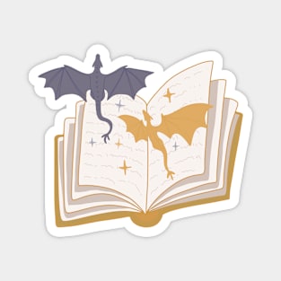 Two dragons flying out of a fantasy book (for fantasy readers) Magnet