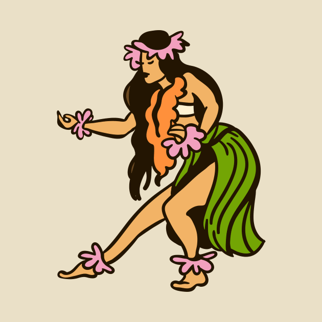 Retro Hawaiian Hula Girl Illustration by SLAG_Creative