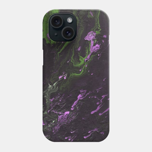 Liquid art. Abstract black-violet-green background with hand-painted marble texture. Best for the print, fabric, poster, wallpaper, cover and packaging, wrapping paper. Christmas holiday mood. Phone Case by Olesya Pugach