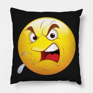 Angry Smiley Face Emoticon Pillow