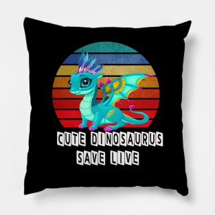 Cute Dinosaurus Vintage Retro Pillow