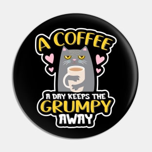 a coffee a day keeps the grumpy away funny cat Pin