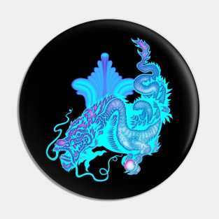 Blue glowing chinese dragon Pin
