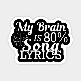 Music Lover - My brain is 80% song lyrics Magnet