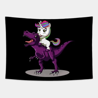 Unicorn riding Dinosaur T-Shirt I T-Rex gift Tapestry