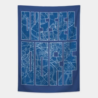 Dusseldorf, Germany City Map Typography - Blueprint Tapestry