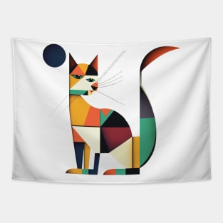 Geometric Cats Colorful Abstract Design Tapestry