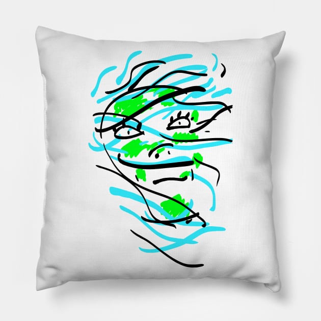 windflow- a mystical face of a chubby mermaid Pillow by Nikokosmos
