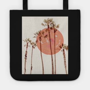 Red moon and palm trees Tote